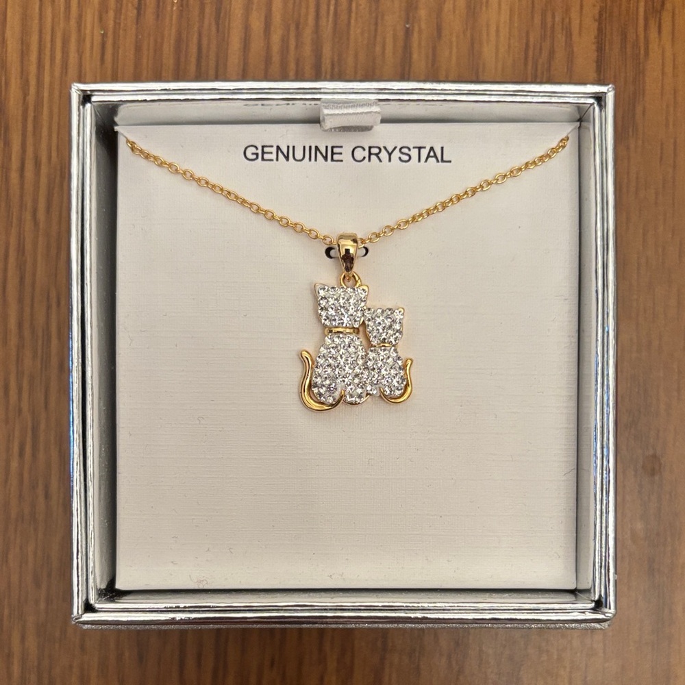 Elegant Gold and Silver Cat Pendant Necklace